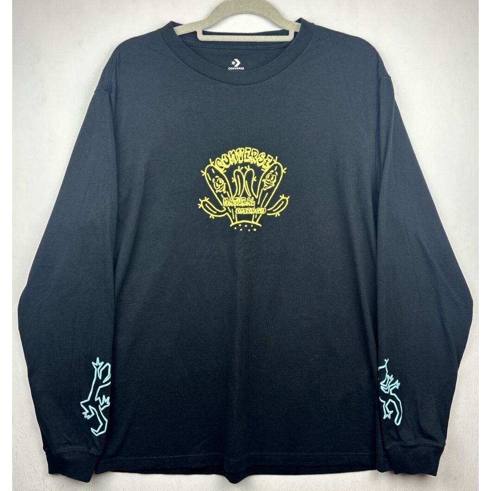 Converse Mens XL Black Natural Energy Graphic Long Sleeve Shirt‎